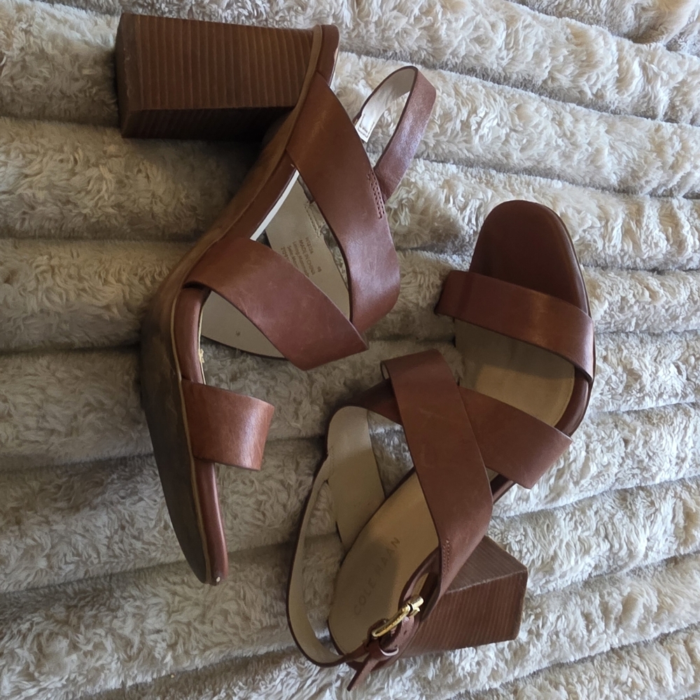 Cole Haan Women’s Strappy Block Heel Sandals in Cognac Brown - Picture 3 of 9